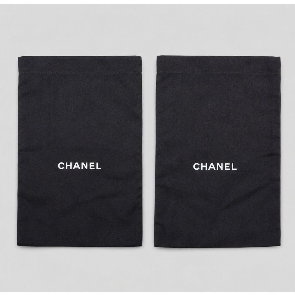 Chanel Set of 2 Black Drawstring Dust Bags for Shoes or Small Handbags 13x8